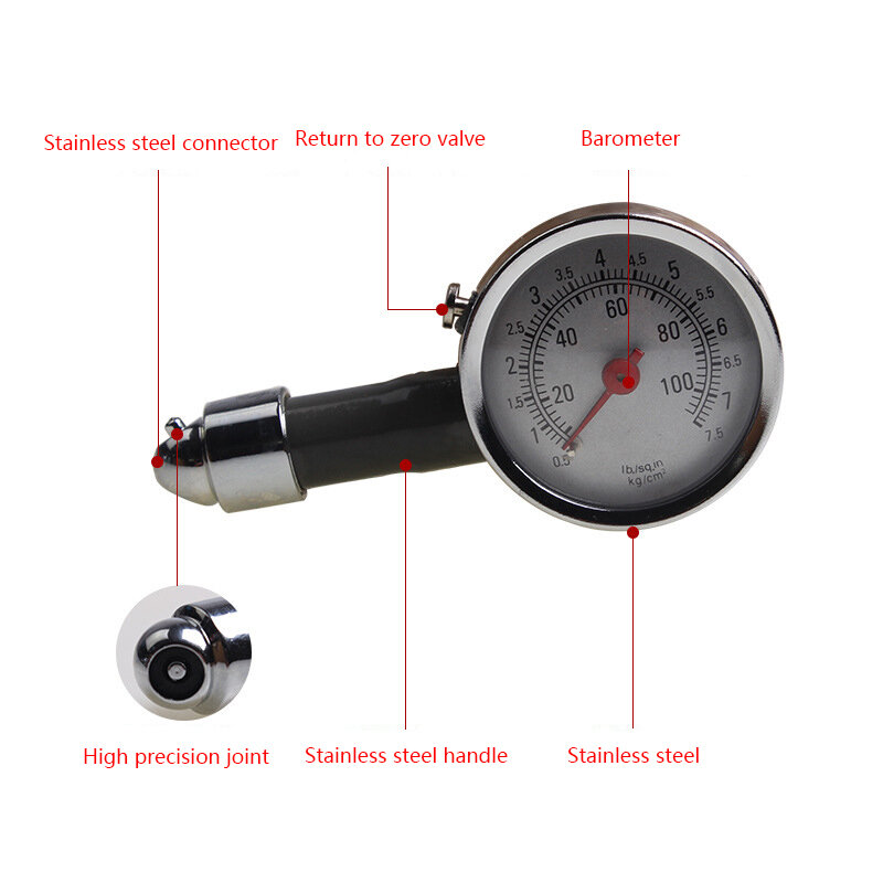 سيارة قياس ضغط الإطارات مؤشر انكماش الإطارات السيارات الإطارات التضخم قياس الضغط قياس عالية الدقة متر كاشف