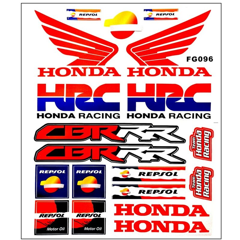 ملصقات عاكسة للغاية لهوندا HRC خزان وقود دراجة نارية الجسم الجانب ملصقات مجموعة خوذة الشارات