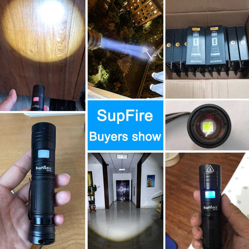 SupFire GT75 20 واط xhp50 مصباح يدوي قوي مع التكبير USB إعادة شحن فانوس في الهواء الطلق للتخييم الصيد مقاوم للماء LED الشعلة