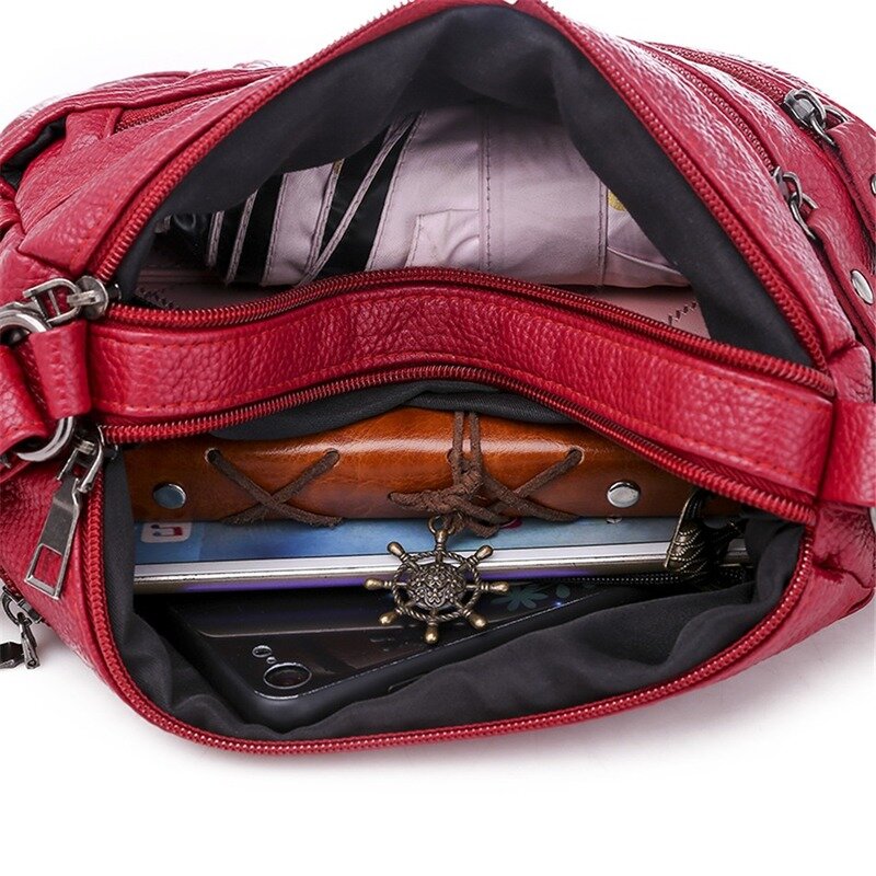 متعددة جيب حقيبة ساعي جودة عالية لينة بولي Soft حقائب كتف جلدية عادية حقائب كروسبودي للنساء 2021 بولسا الأنثوية