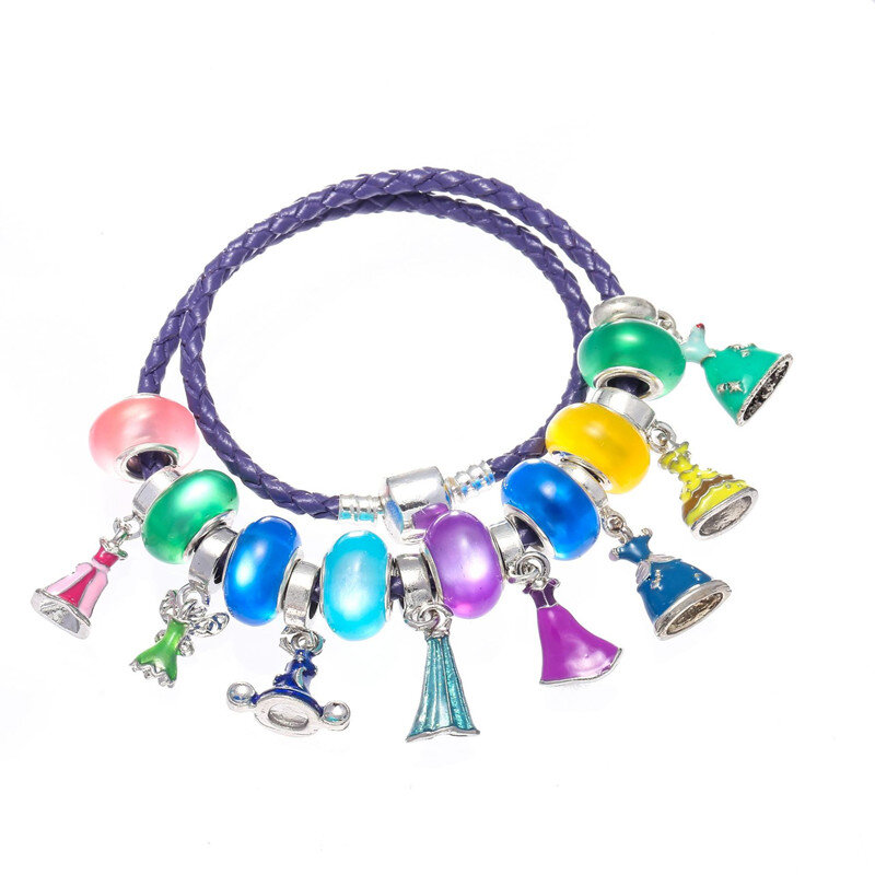 1 قطعة جديد جميلة الكرتون فستان الأميرة قلادة Beads بها بنفسك الخرز مناسبة ل الأصلي باندورا سوار Charm السيدات مجوهرات صنع هدية