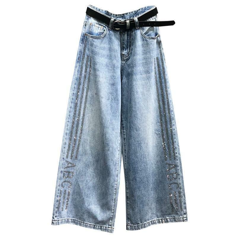 جينز حريمي فضفاض من الجينز سراويل كبيرة الحجم ملابس نسائية موضة 2021 ملابس حريمي عالية الخصر بنطلون واسع الساق بنطلون أمي كوري