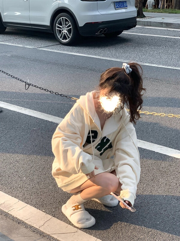 خمر Harajuku إلكتروني طباعة قمصان سويت شيرت بقلنسوة اليابانية نمط Preppy الشارع الشهير المرأة هوديس الشتاء المعتاد سميكة هوديي