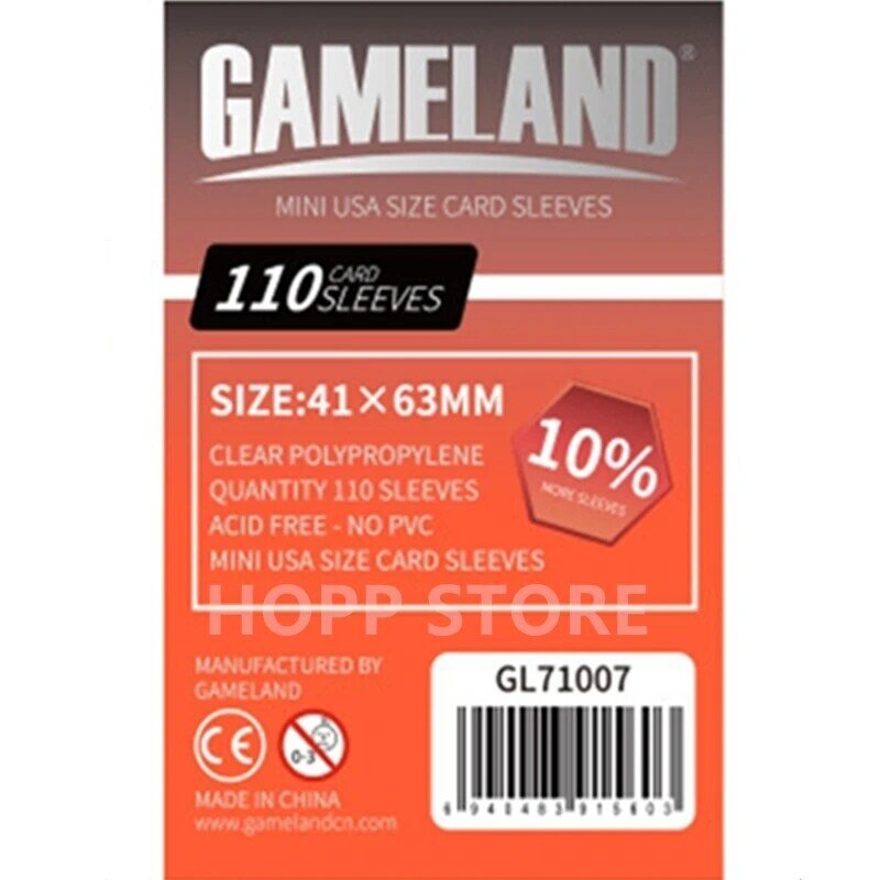 110 أكمام ألعاب لوحية 71007(41 × 63 مللي متر) جاملاند لعبة ببطاقات ورقية كم حامي حماية بطاقات شفافة الأكمام