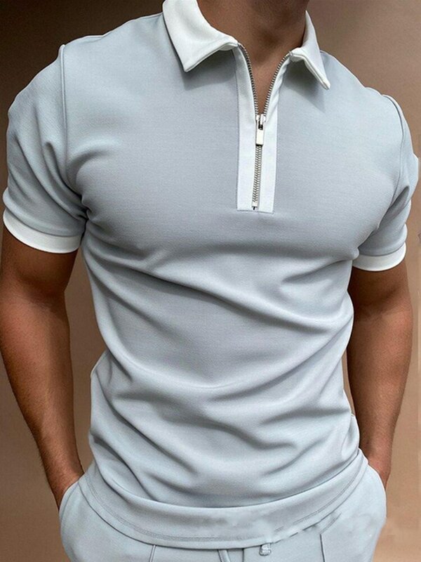 Hot البيع 2021 صيف جديد ملابس للرجال عادية موضة مطبوعة الرجال قمصان بولو بدوره إلى أسفل طوق سستة تصميم قصيرة الأكمام بلايز