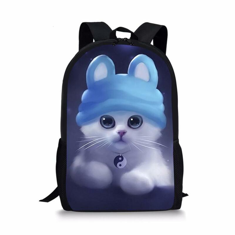 موضة حقيبة المدرسة للأطفال الخيال القطط نمط أطفال مدرسة كتاب حقائب الكرتون الحيوان اللوحة حقيبة السفر