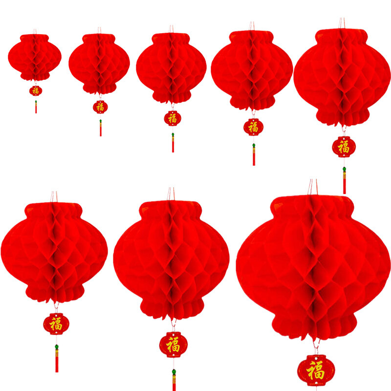 1 قطع 12.5 سنتيمتر-55 سنتيمتر التقليدية الصينية الأحمر ورقة فانوس ل 2020 السنة الجديدة الديكور شنق ماء مهرجان الفوانيس #1
