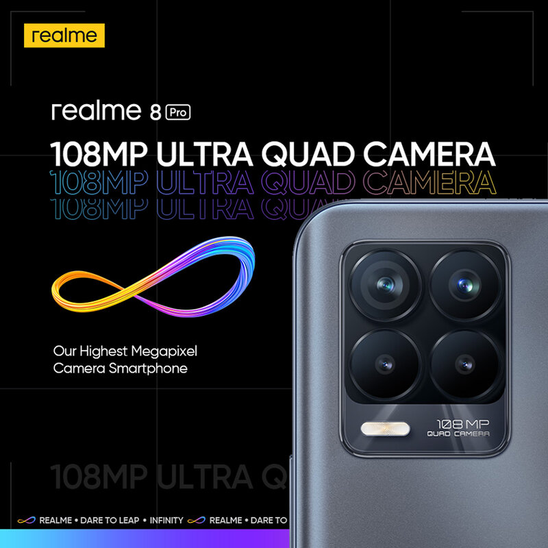هاتف ذكي من realme 8 Pro كاميرا 108MP النسخة الروسية بمعالج Snapdragon 720G بشاشة 6.4 بوصة شاشة AMOLED 50 وات شحن رائع
