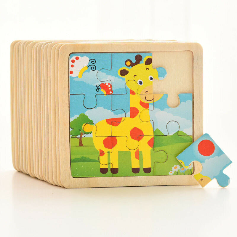 17 أنماط الحيوانات خشبية لغز تطوير التعلم اللون شكل طفل رضيع أحجية ألعاب تعليمية الكرتون بازل قطع