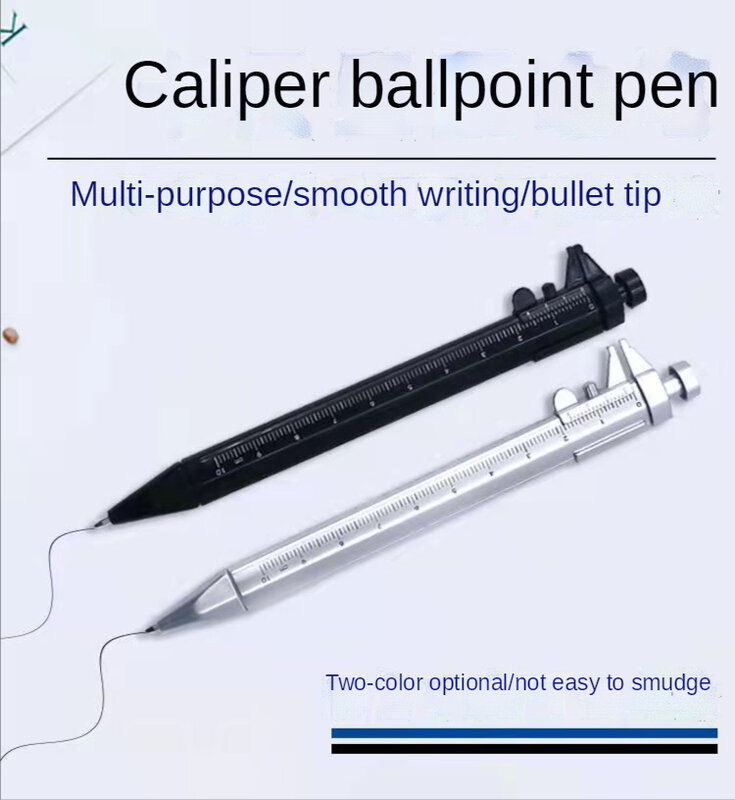 اضغط على مقياس البلاستيك متعدد الوظائف هلام القلم 0.5 مللي متر الورنية الفرجار قلم القرطاسية الملء 2 ألوان
