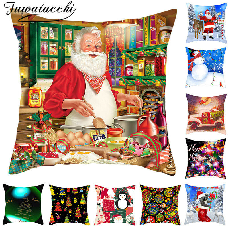 عيد ميلاد سعيد وسادة يغطي ل كرسي منزلي أريكة الديكور ثلج سادات 45cmX45cm السنة الجديدة غطاء الوسادة