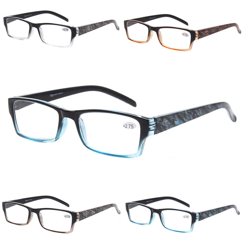 4-حزمة نظارات للقراءة بنمط مطبوع إطار بيضاوي و مفصلات نابضة بسيطة و ريترو مناسبة للنساء والرجال