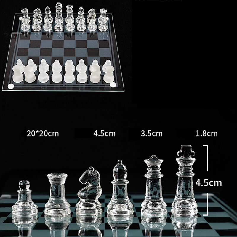 2023 لعبة شطرنج زجاجية مجموعة وظيفية لوح شطرنج زجاجي متين مع قطع من الزجاج البلوري الشفاف ألعاب لوحية للأطفال #3
