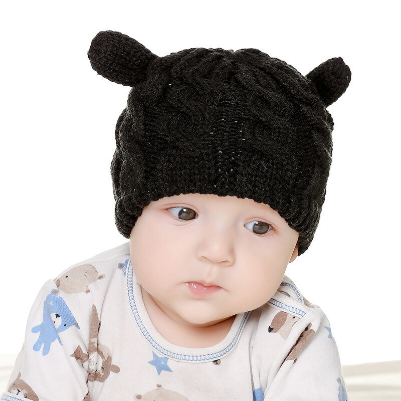 2021 الطفل قبعة والقفازات مجموعة الاطفال قبعة صغيرة محبوكة قبعة الشتاء الدافئة Pompom بلون القبعات قفازات مجموعة 2 قطعة