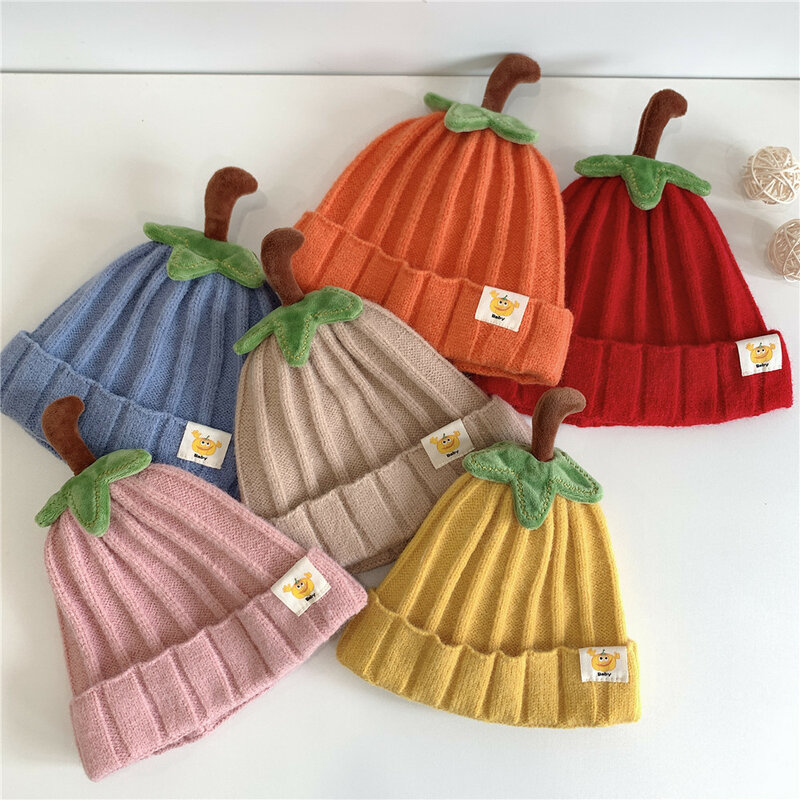 الطفل قبعة الخريف الشتاء الطفل اليقطين متماسكة قبعة فتاة طفل جميل الشتاء الصبي الأطفال الصوف قبعة