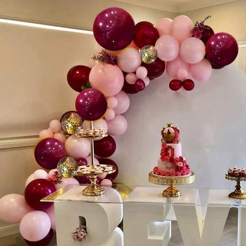 118 قطعة بورجوندي الوردي طوق من البالونات مجموعة جارلاند الذهب النثار بالونات اللاتكس للطفل دش الزفاف حفلة عيد ميلاد زينة