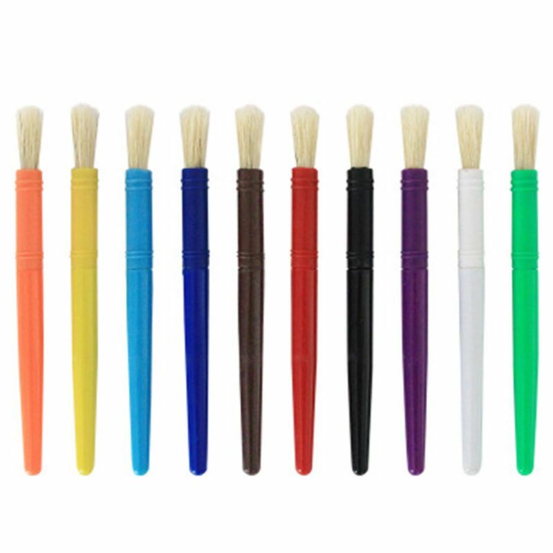 مجموعة من فراشي الرسم بالألوان المائية للأطفال ، مجموعة من 10 أو 20 قطعة ، مقبض بلاستيكي بلون الحلوى ، لوازم فنية للرسم في الغواش