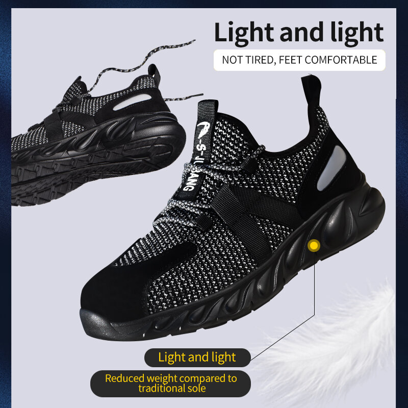 حذاء غير قابل للتدمير الرجال أحذية عمل واقية مع غطاء صلب لأصبع القدم ثقب واقية حذاء من الجلد خفيفة الوزن تنفس رجل أحذية رياضية 2021