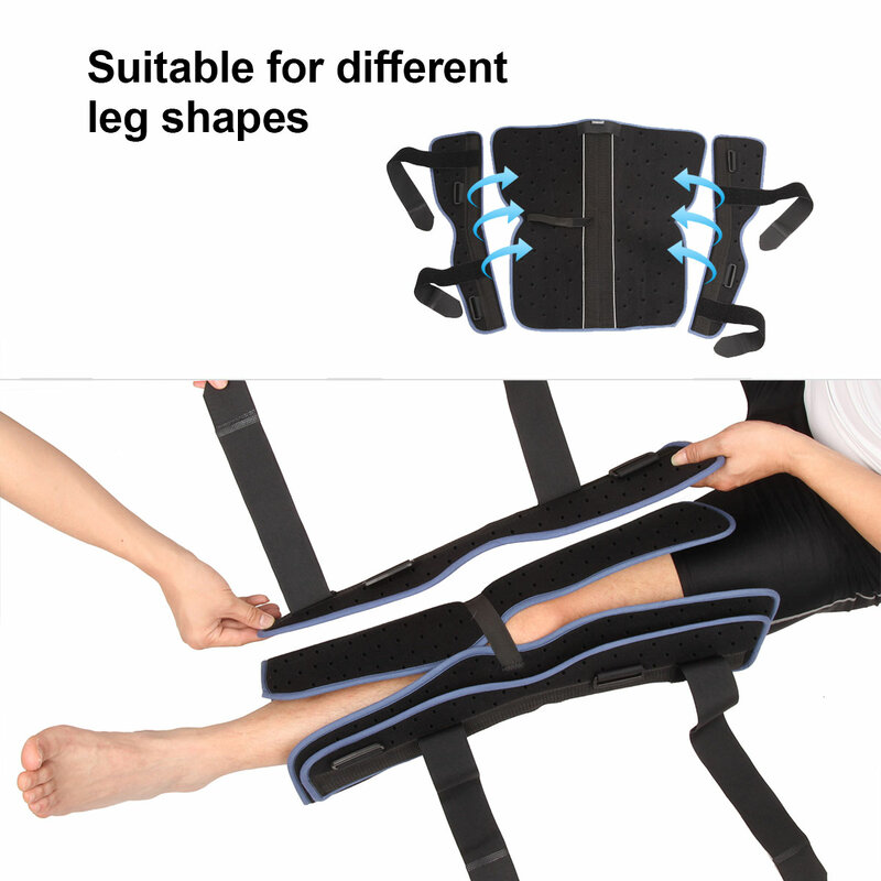 VELPEAU ثلاثة لوحة دعامة الركبة منع الحركة إعادة تأهيل الركبة جبيرة الراحة دعم جامدة للأشخاص مع حجم الساق المختلفة
