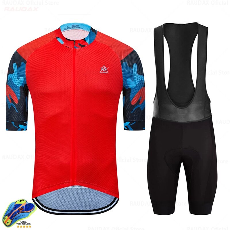 Raudax-روبا دي ciclismo الفقرة hombre ، camiseta دي مانغا corta يخدع Areo y arcoíris برو فريق الفقرة فيرانو