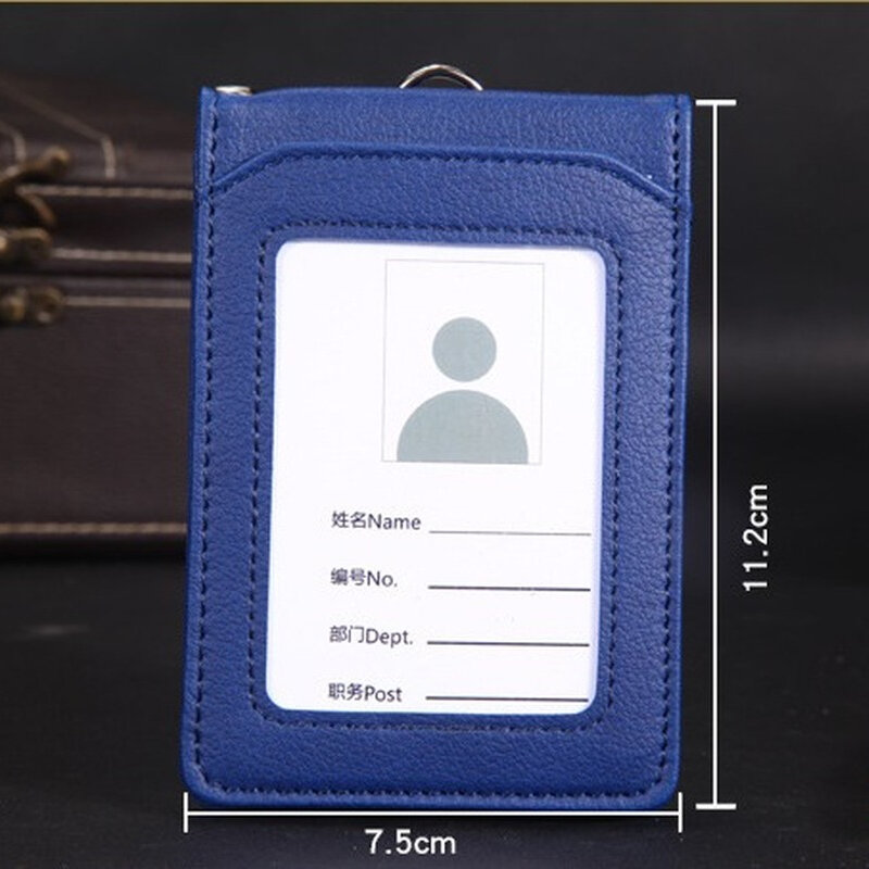 حافظة بطاقات جلدية PU الرقبة حزام حافلة معرف حامل بطاقة الائتمان الأعمال مع حامل شارة الحبل