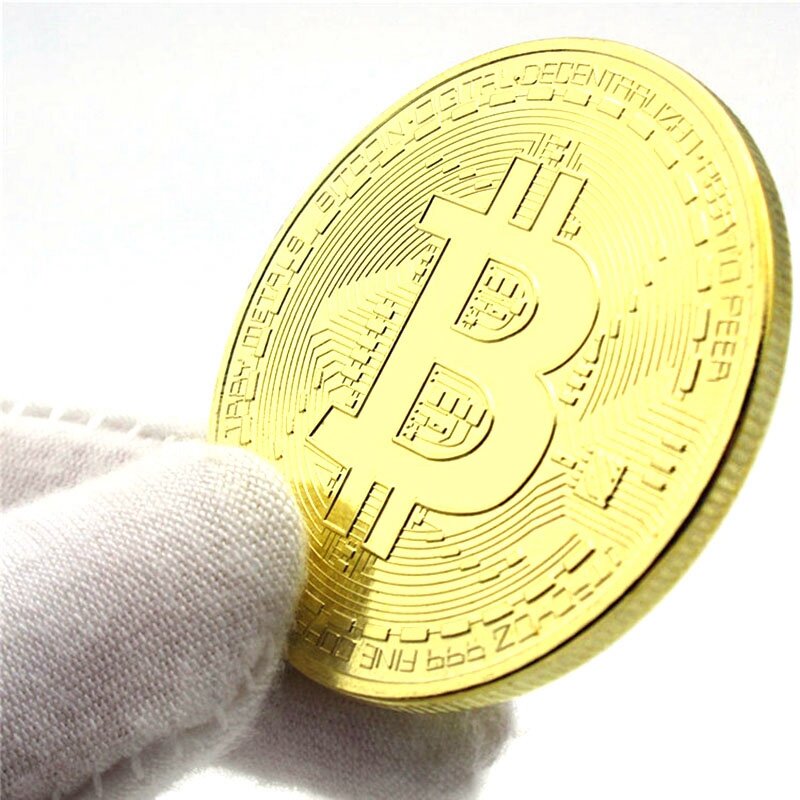 بيتكوين الفن المقتنيات مطلية بالذهب المادية Bitcoins بيتكوين BTC مع علبة هدية المعادن المادية العتيقة تقليد عملات فضية