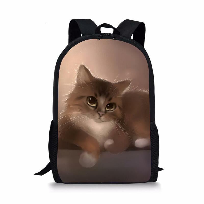 Children's School Backpack Fantasy Cats Pattern Kids School Book Bags Kawaii Animal Design Paint Women's Travel Backpack