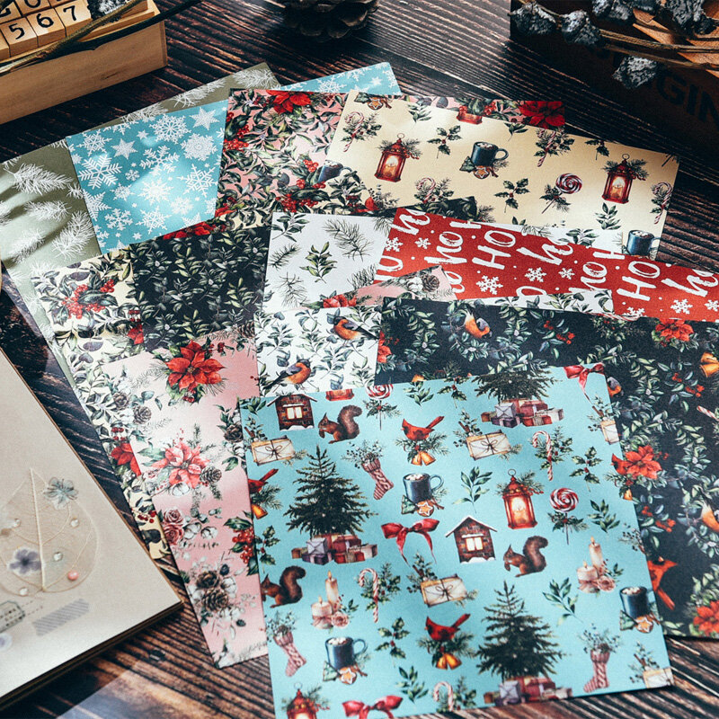 Vintage عيد الميلاد سلسلة المواد الأساسية ورقة DIY بها بنفسك سجل القصاصات قاعدة العلامة. صور الدعائم هدية التعبئة والتغليف الديكور