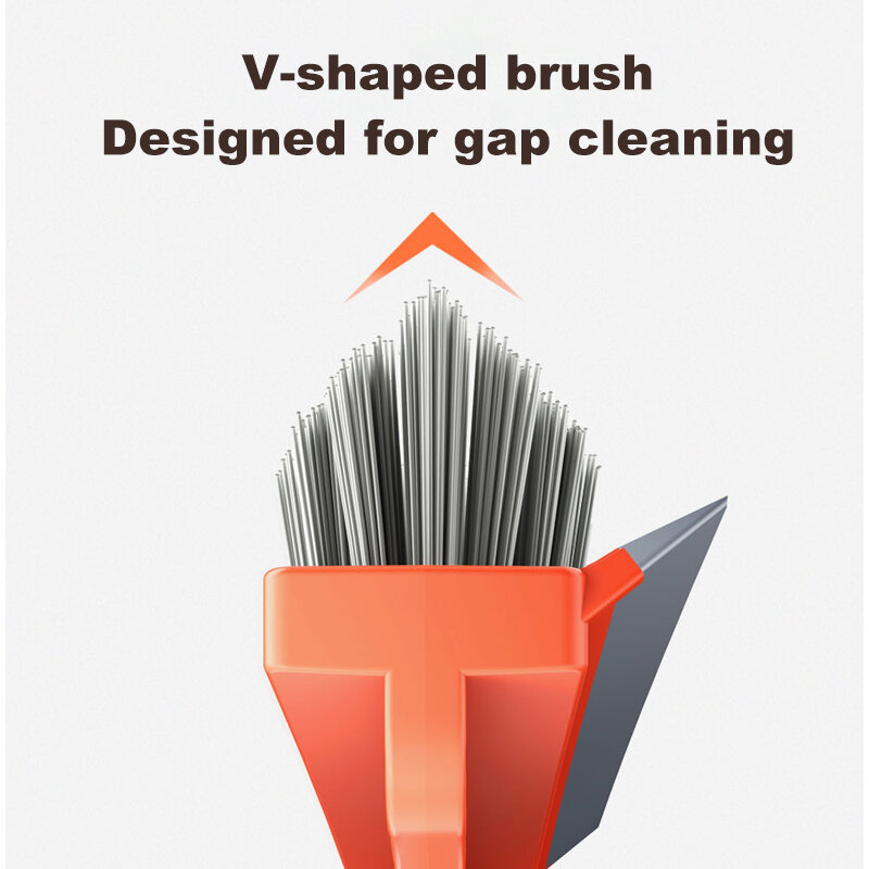 مقشة بلاستيكية سحرية 2 في 1 على شكل حرف V فرشاة دوار تصميم المطبخ الحمام شق تنظيف فرشاة التنظيف المنزلي