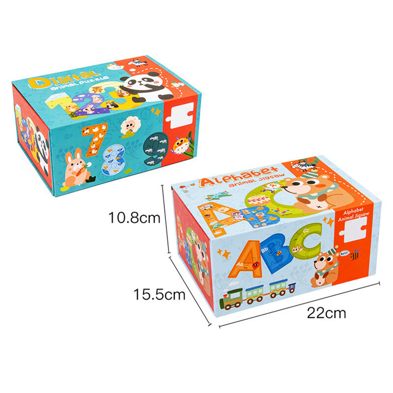 عدد خشبي لعبة الأجزاء المقطعة للحروف الأبجدية مع أنماط ملونة ألعاب تعليمية للأطفال هدية