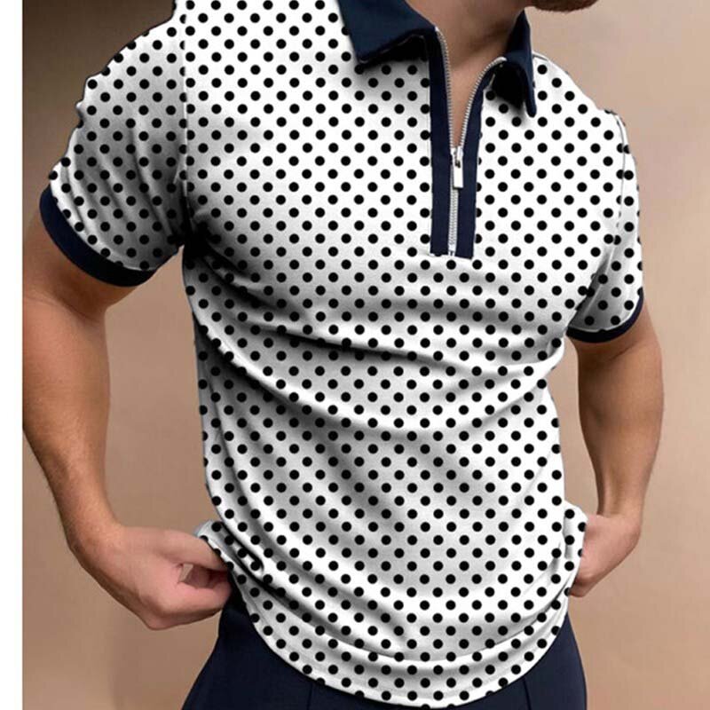 صيف جديد ملابس للرجال قمصان بولو للرجال 2021 ماركة بدوره إلى أسفل طوق سستة تصميم قصيرة الأكمام بلايز فستان كاجوال قميص رجل