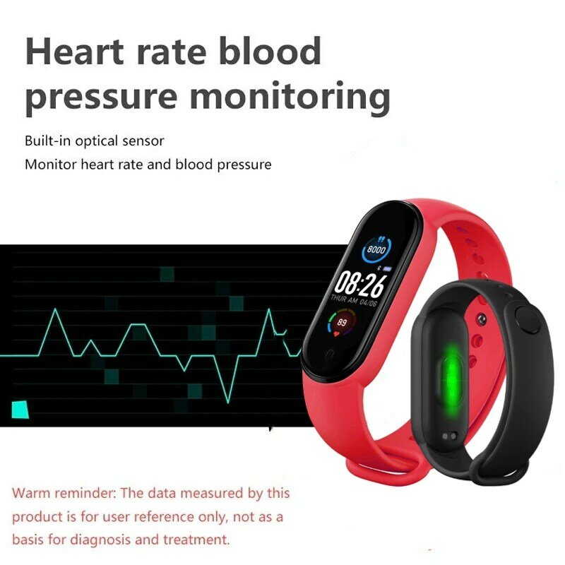 M5 ساعة ذكية جهاز مراقبة اللياقة الرياضية عداد الخطى معدل ضربات القلب ضغط الدم رصد بلوتوث دعوة تذكير عن بعد الرجال النساء