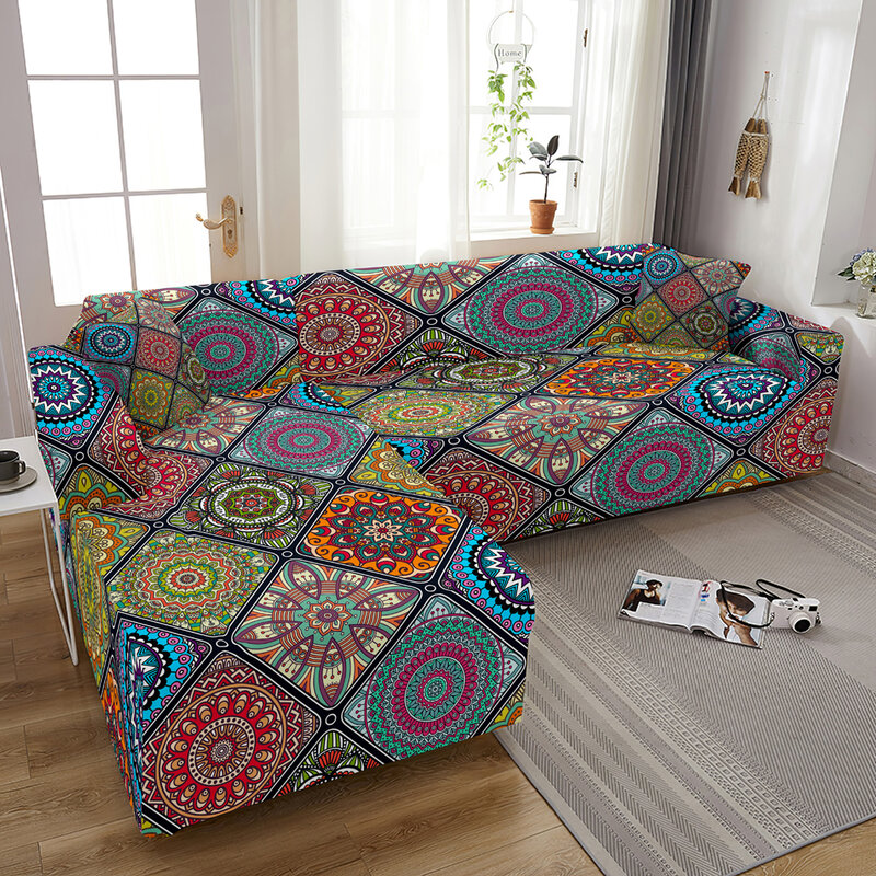 الفاخرة ماندالا غطاء أريكة لغرفة المعيشة تمتد الزاوية غطاء أريكة L شكل غطاء أريكة غطاء أريكة مرونة مقعد تشيس Longue1-4