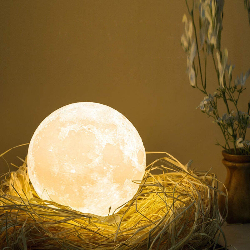 ثلاثية الأبعاد مصباح قمري LED ضوء الليل الإبداعية اللمس التبديل ضوء القمر لغرفة النوم الديكور هدية عيد ميلاد ثلاثية الأبعاد طباعة LED ضوء القمر