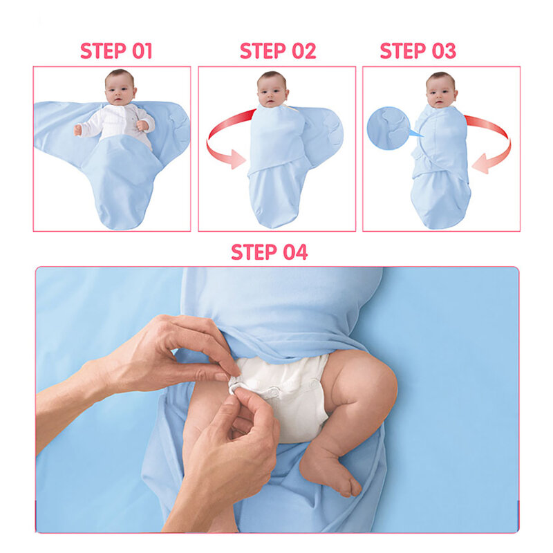 طفل كيس النوم الوليد المغلف شرنقة التفاف قماط لينة 100% القطن 0-6 أشهر النوم بطانية