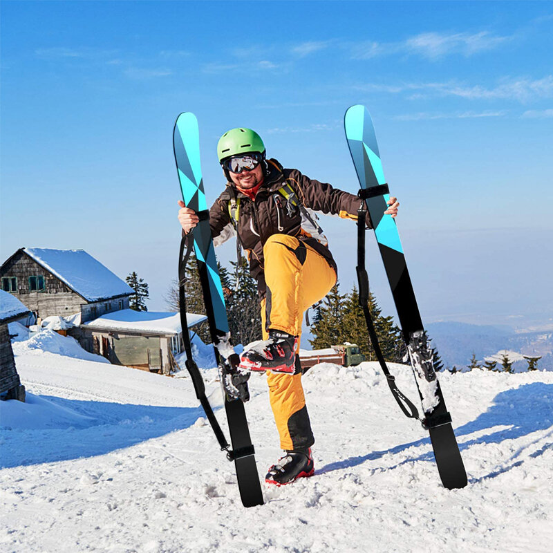 حزام التزلج وحامل القطب 2 حزمة ملحقات التزلج لسهولة نقل معدات التزلج الخاصة بك يشعر بالراحة حجم قابل للتعديل
