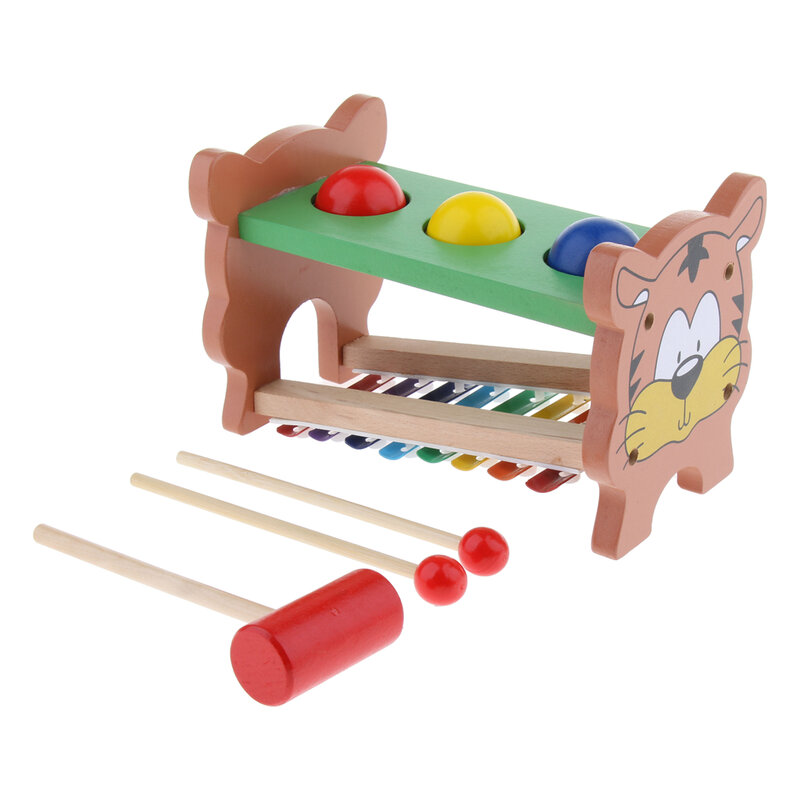 تطوير الطفل تدق البيانو ومطرقة الكرة مجموعة الطفل لعبة خشبية الموسيقى والفن