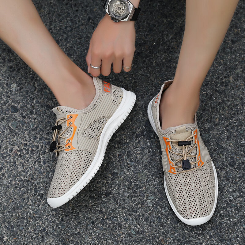 2021 جديد الصيف الرجال شبكة حذاء كاجوال عصري موضة تنفس المشي أحذية رياضية في الهواء الطلق ضوء الانزلاق على الاحذية أحذية رياضية