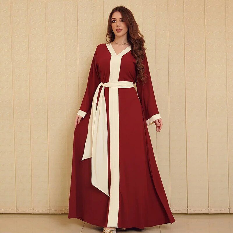 فستان مسلم للنساء سليم فستان بكم طويل أنقرة Robes دبي الإسلامية تركيا رمضان عباية طويلة ماكسي فستان خريف جديد 2021 #4