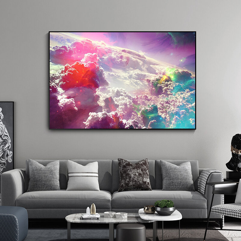 مجردة اللوحة النفط اللوحة جدار صور لغرفة المعيشة ديكور المنزل مجردة الغيوم الملونة قماش الفن لا الإطار