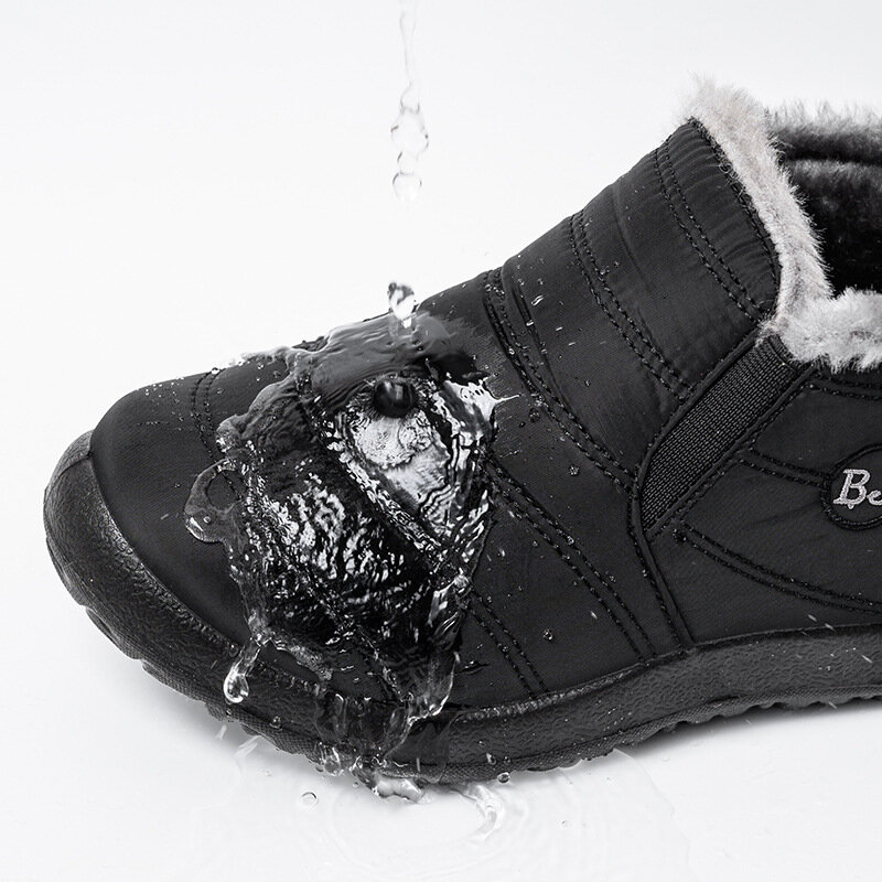 KEEROP الشتاء الرجال الثلوج أحذية خفيفة الوزن أحذية مضادة للماء للرجال النساء عدم الانزلاق الأحذية زائد المخملية الدافئة للجنسين حذاء من الجلد