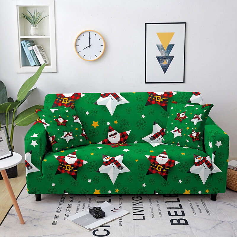 الكرتون سانتا كلوز المطبوعة غطاء أريكة أغطية مرنة غطاء أريكة s لغرفة المعيشة تمتد غطاء أريكة 3 مقاعد