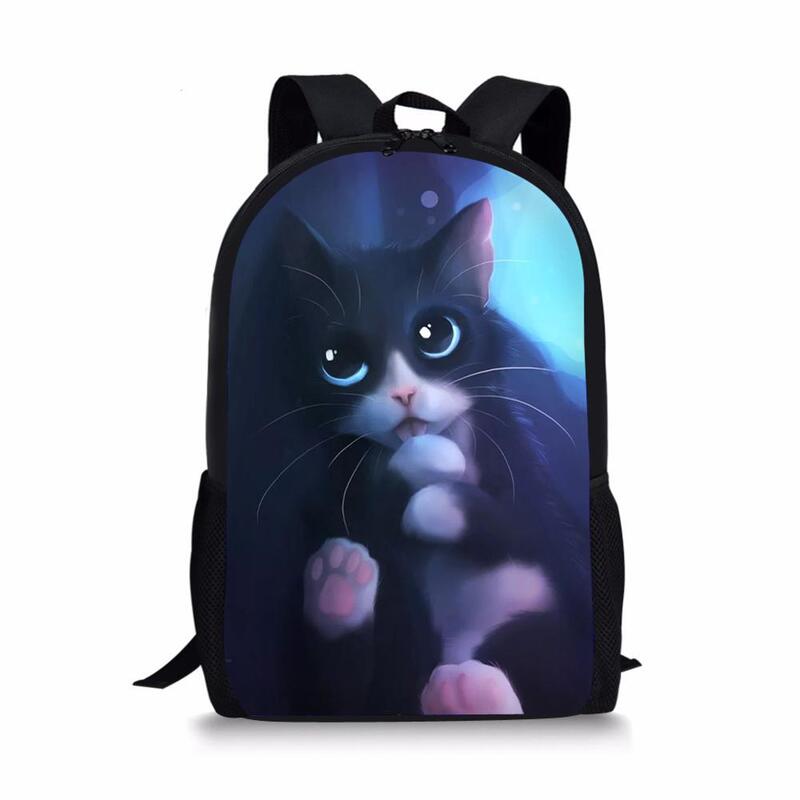 Children's School Backpack Fantasy Cats Pattern Kids School Book Bags Kawaii Animal Design Paint Women's Travel Backpack