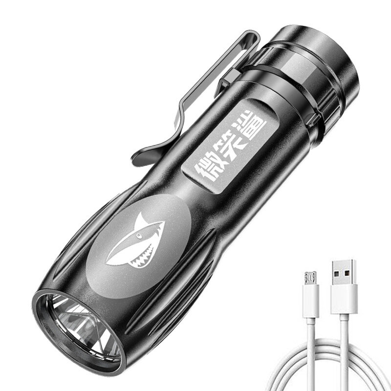 جديد المحمولة التخييم مصباح يدوي ذو إضاءة قوية في الهواء الطلق تركز طويلة المدى USB قابلة للشحن مصباح يدوي صغير ABS مع حامل