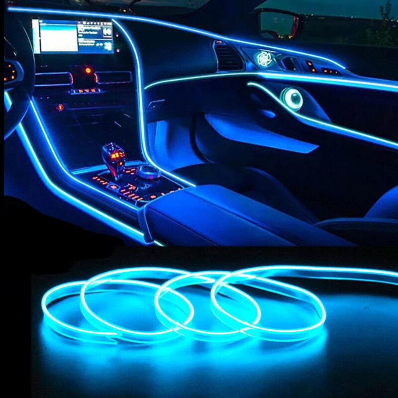 السيارات جو مصباح سيارة الداخلية شريط إضاءة ليد الديكور جارلاند سلك حبل أنبوبي خط مرنة النيون ضوء محرك أقراص USB