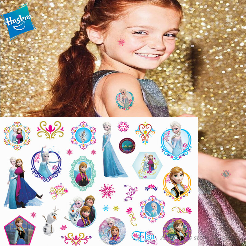 هاسبرو الأميرة إلسا المجمدة الأطفال الكرتون المؤقتة الوشم ملصق لفتاة لعبة من الكارتون حفلة عيد ميلاد مقاوم للماء فتاة هدية