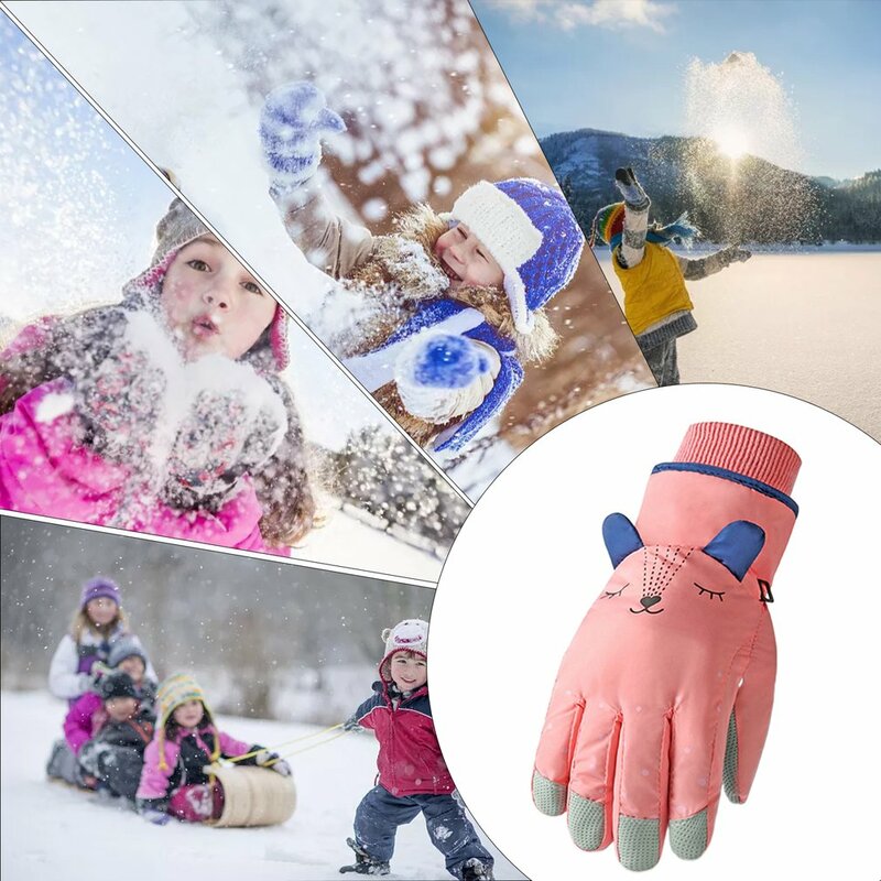 قفازات شتوية مقاومة للبرد للأطفال للعب في الداخل والخارج مع الثلج ، من 6 إلى 12 سنة ، لركوب الدراجات