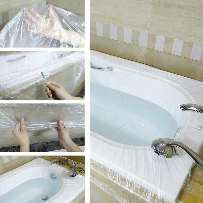 10 قطعة غطاء حوض الاستحمام القابل للتصرف شفافة حقيبة حمام الأسرة المنزلية فيلم فندق حوض ديكور حقيبة R0a4