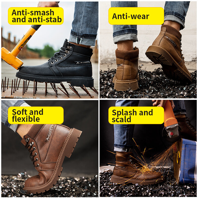 الرجال النساء الصلب الأصابع حذاء برقبة للعمل أحذية أمان حذاء تنفس في الهواء الطلق المضادة للثقب مريحة الصناعية حذاء برقبة للعمل