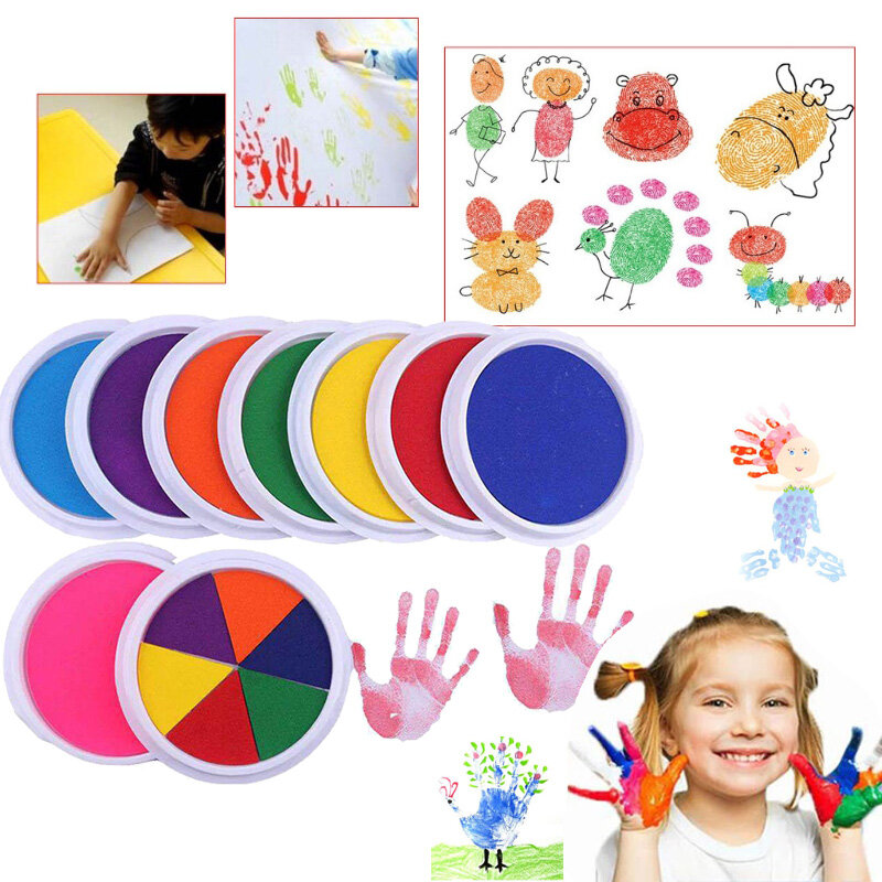 مضحك 6 ألوان مختمة لتقوم بها بنفسك الاصبع اللوحة الحرفية بطاقة صنع كبيرة مستديرة الرسم لعب الاطفال التعليم الكتابة على الجدران لعبة تفاعلية